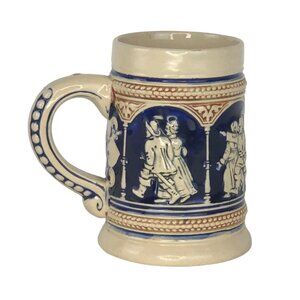 Vintage Miniature Beer Stein Blue White German Holland Port Mug w/ Handle